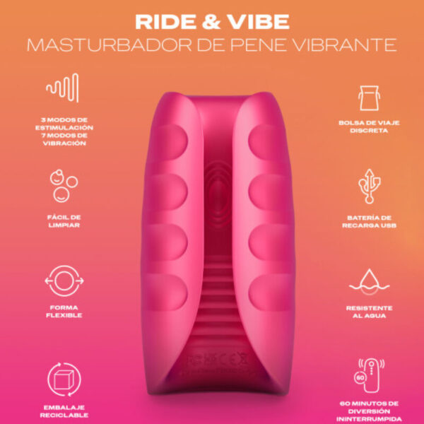 DUREX - TOY MASTURBADOR VIBRADOR RIDE  VIBE - Imagen 2