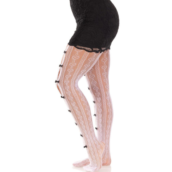 LEG AVENUE - MEDIAS CON ABERTURAS CORAZON  LAZOS ROSA - Imagen 3