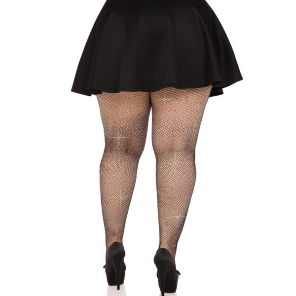 LEG AVENUE - MEDIAS REJILLA CRISTALIZADA NEGRO PLUS SIZE - Imagen 2