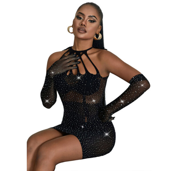 SUBBLIME - 952235 VESTIDO DE REJILLA CON BRILLANTES NEGRO TALLA ÚNICA - Imagen 3