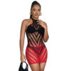 SUBBLIME - 952242 VESTIDO DE REJILLA ELÁSTICO DEGRADADO ROJO Y NEGRO TALLA ÚNICA