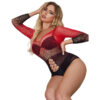 SUBBLIME - 952259 VESTIDO DE REJILLA ELÁSTICO MANGA LARGA DEGRADADO ROJO Y NEGRO TALLA ÚNICA - Imagen 3