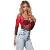 SUBBLIME - 952259 VESTIDO DE REJILLA ELÁSTICO MANGA LARGA DEGRADADO ROJO Y NEGRO TALLA ÚNICA - Imagen 5