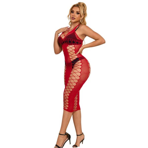 SUBBLIME - 952327 VESTIDO DE REJILLA LARGO ROJO TALLA ÚNICA - Imagen 5