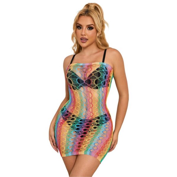 SUBBLIME - 952365 VESTIDO DE REJILLA HOMBROS DESCUBIERTOS ARCOIRIS TALLA ÚNICA - Imagen 3