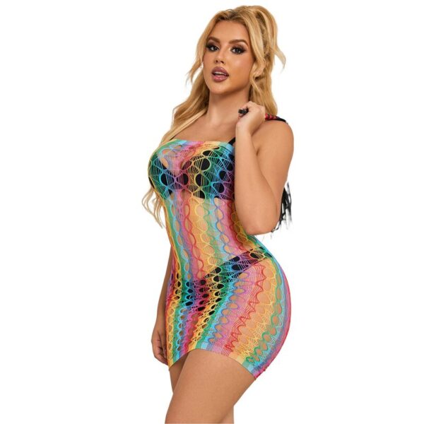 SUBBLIME - 952365 VESTIDO DE REJILLA HOMBROS DESCUBIERTOS ARCOIRIS TALLA ÚNICA - Imagen 4