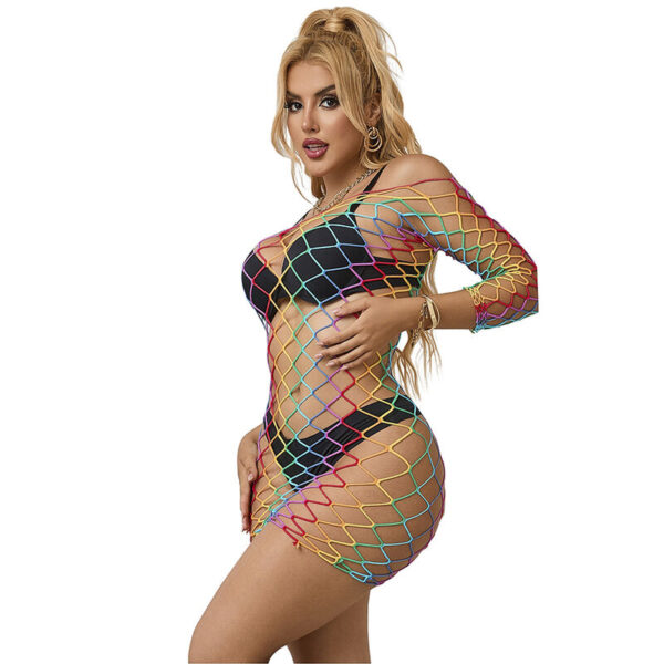 SUBBLIME - 952426 VESTIDO DE REJILLA MANGA LARGA ARCOIRIS TALLA ÚNICA - Imagen 5