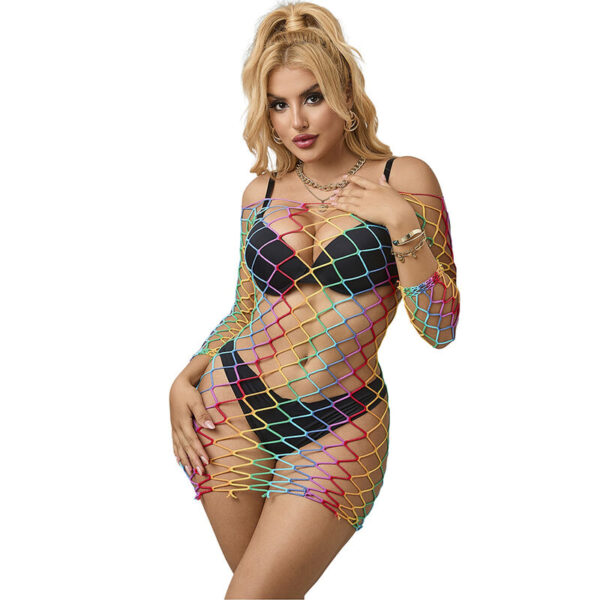 SUBBLIME - 952426 VESTIDO DE REJILLA MANGA LARGA ARCOIRIS TALLA ÚNICA - Imagen 4