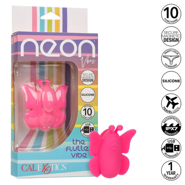 CALEXOTICS - NEON VIBES THE FLUTTER VIBE ESTIMULADOR 10 VIBRACIONES ROSA - Imagen 2