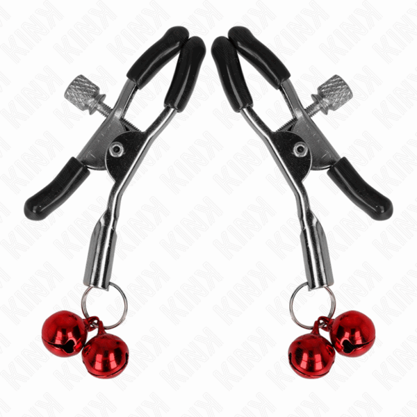 KINK - PINZAS PARA PEZONES CON DOBLE CAMPANILLA ROJO 6 CM - Imagen 2