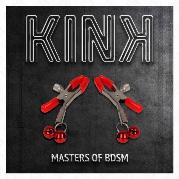 KINK - PINZAS PARA PEZONES ROJAS CON DOBLE CAMPANILLA ROJO 6 CM - Imagen 5