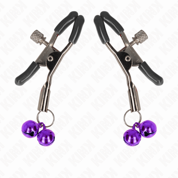 KINK - PINZAS PARA PEZONES CON DOBLE CAMPANILLA VIOLETA 6 CM - Imagen 2