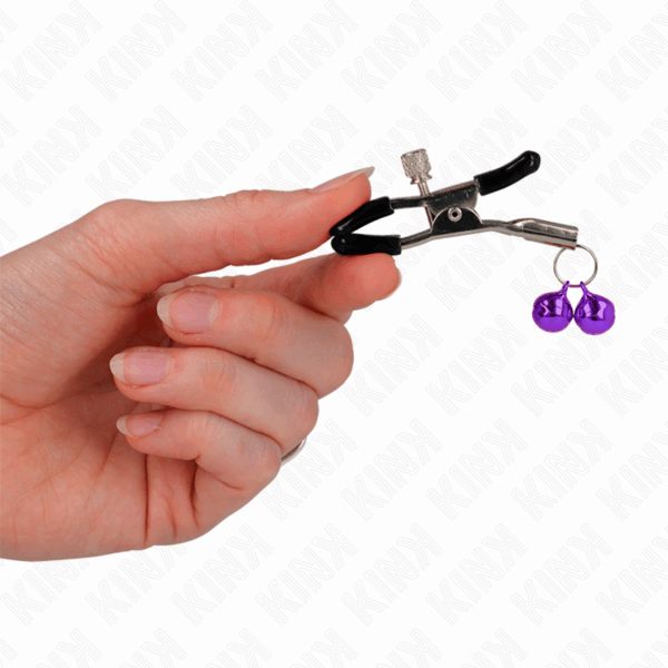 KINK - PINZAS PARA PEZONES CON DOBLE CAMPANILLA VIOLETA 6 CM - Imagen 3