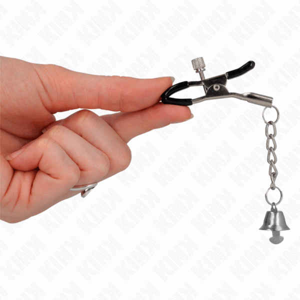 KINK - PINZAS PARA PEZONES CON COLGANTE DE CAMPANA PLATEADO 6 CM - Imagen 4