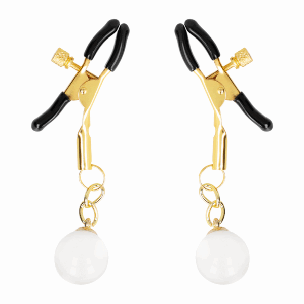 KINK - PINZAS PARA PEZONES DORADAS CON COLGANTE DE VIDRIO 6 CM - Imagen 2