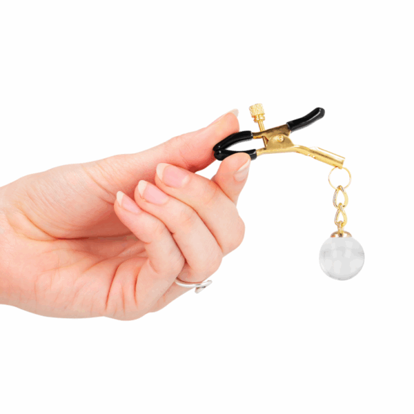 KINK - PINZAS PARA PEZONES DORADAS CON COLGANTE DE VIDRIO 6 CM - Imagen 4