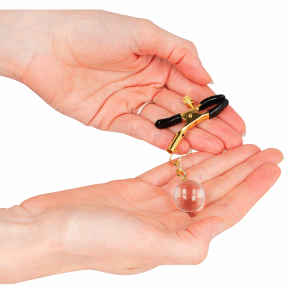 KINK - PINZAS PARA PEZONES DORADAS CON COLGANTE DE VIDRIO 6 CM - Imagen 3