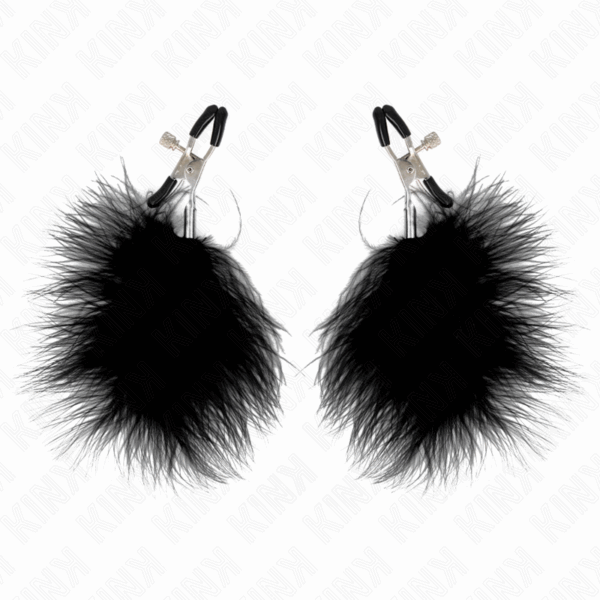 KINK - PINZAS PARA PEZONES CON PLUMA NEGRO 7 CM - Imagen 2