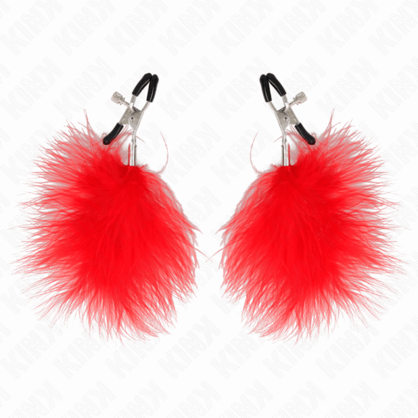 KINK - PINZAS PARA PEZONES CON PLUMA ROJO 7 CM - Imagen 2