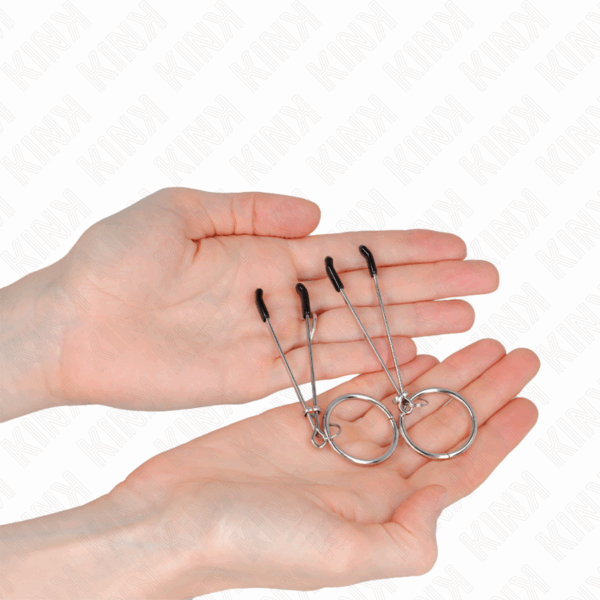 KINK - PINZAS PARA PEZONES FINA CON ARO PLATEADO 7 CM - Imagen 3