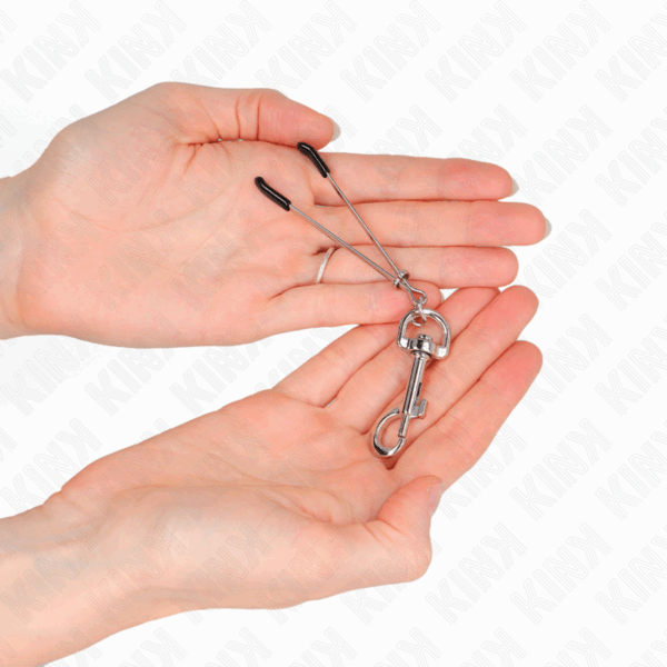 KINK - PINZAS PARA PEZONES FINA CON GANCHO PLATEADO 7 CM - Imagen 3