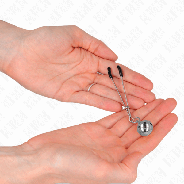 KINK - PINZAS PARA PEZONES FINA CON CASCABEL PLATEADO 7 CM - Imagen 3