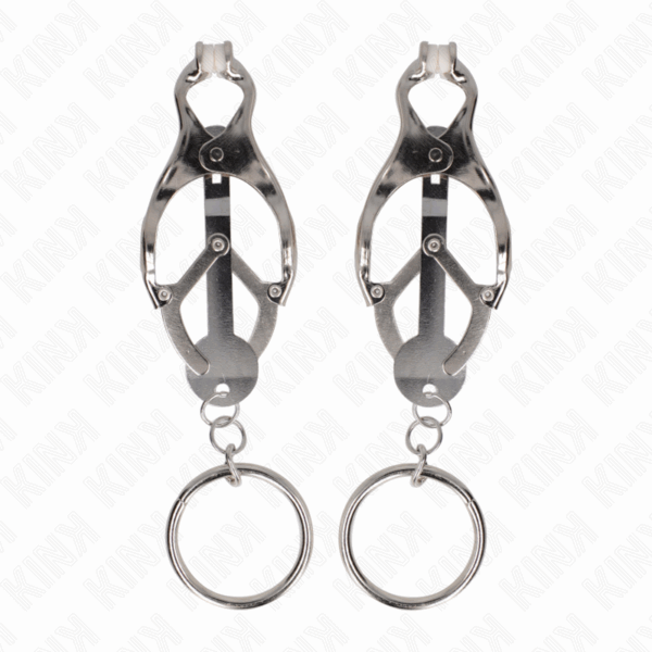 KINK - PINZAS PARA PEZONES ESTILO JAPONÉS CON AROS PLATEADO - Imagen 2