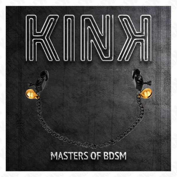 KINK - PINZAS PARA PEZONES PLANAS NEGRO CON CASCABEL Y CADENA PLATEADO 30 CM - Imagen 5