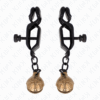 KINK - PINZAS PARA PEZONES PLANAS NEGRO CON CASCABEL 7 CM