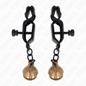 KINK - PINZAS PARA PEZONES PLANAS NEGRO CON CASCABEL 7 CM