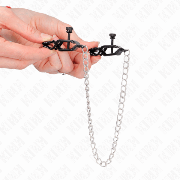 KINK - PINZAS PARA PEZONES PLANAS NEGRO CON CADENA PLATEADO 30 CM - Imagen 4