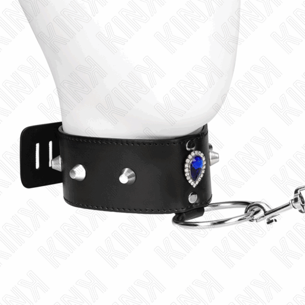KINK - COLLAR CON CORREA 65 CM CON DIAMANTES AZULES AJUSTABLE 36-43 CM X 5 CM - Imagen 2