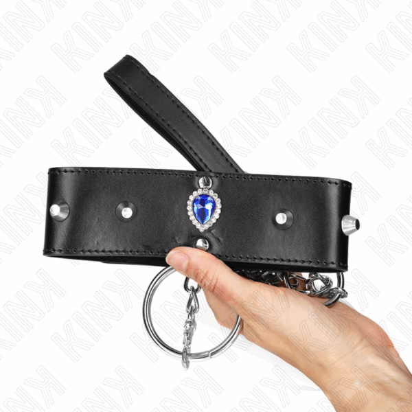 KINK - COLLAR CON CORREA 65 CM CON DIAMANTES AZULES AJUSTABLE 36-43 CM X 5 CM - Imagen 5