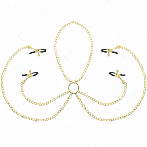 KINK - PINZAS PARA PEZONES Y CLÍTORIS 4 ENGANCHES AJUSTABLE DORADO