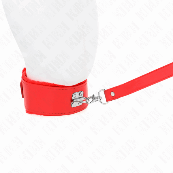KINK - COLLAR CON CORREA 116 CM CON TACHUELAS PLATEADAS MODELO 4 ROJO AJUSTABLE 40-48 CM X 6 CM - Imagen 3