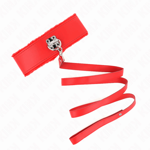 KINK - COLLAR CON CORREA 116 CM CON TACHUELAS PLATEADAS MODELO 4 ROJO AJUSTABLE 40-48 CM X 6 CM - Imagen 4