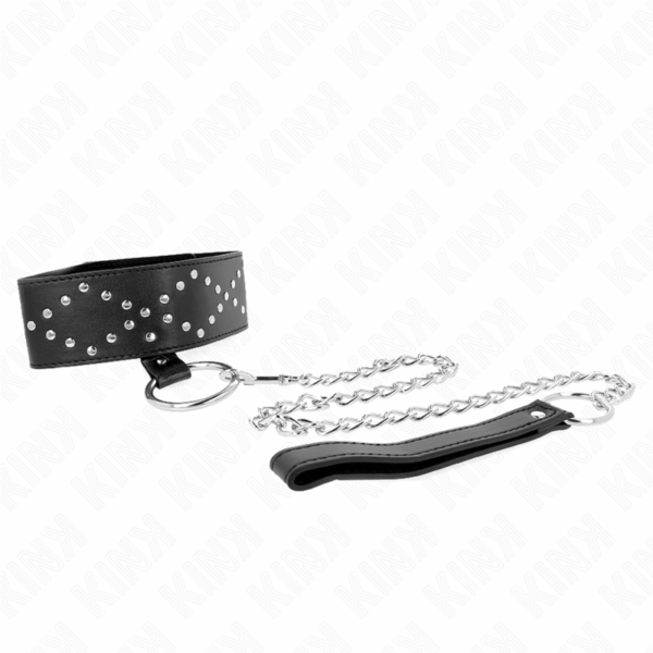 KINK - COLLAR CON CORREA 65 CM CON TACHUELAS PLATEADAS MODELO 3 AJUSTABLE 36-43 CM X 5 CM - Imagen 4