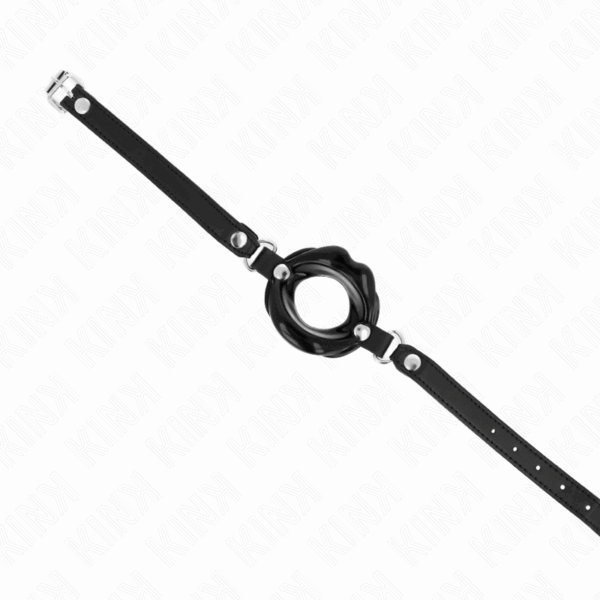 KINK - MORDAZA LABIAL 8 CM CON CORREA DE POLIPIEL NEGRO 63 x 2 CM AJUSTABLE 39-58 CM - Imagen 3