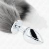 KINK - PLUG ANAL TALLA L 10 X 4 CM CON COLA SINTÉTICA 40 CM PLATEADO Y BLANCO - Imagen 4