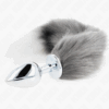 KINK - PLUG ANAL TALLA L 10 X 4 CM CON COLA SINTÉTICA 40 CM PLATEADO Y BLANCO - Imagen 3