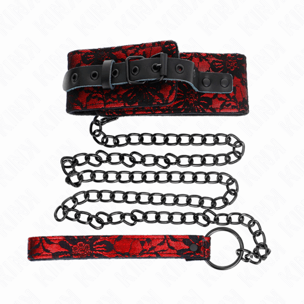 KINK - COLLAR CON CORREA 105 CM DE ENCAJE CON CINTURÓN DE CUERO REAL 44 X 5.5 CM - Imagen 2