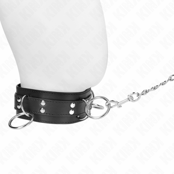 KINK - COLLAR CON CORREA 80 CM ESCLAVITUD 3 ANILLOS 53 X 5 CM - Imagen 2