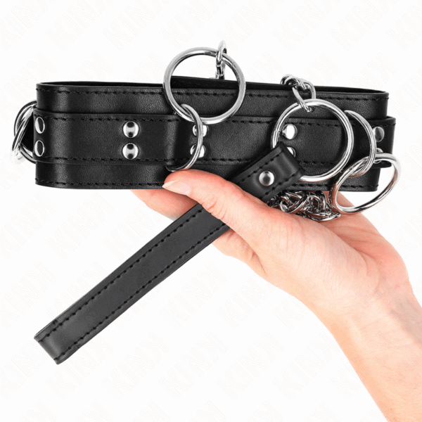KINK - COLLAR CON CORREA 80 CM ESCLAVITUD 3 ANILLOS 53 X 5 CM - Imagen 5