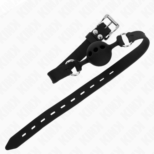 KINK - MORDAZA 55 x 2 CM DE BOLA 4 CM DE SILICONA COMPLETA TALLA S NEGRO AJUSTABLE 35-51 CM - Imagen 3