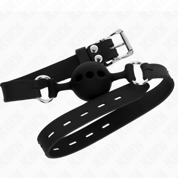 KINK - MORDAZA 55 x 2 CM DE BOLA 4 CM DE SILICONA COMPLETA TALLA S NEGRO AJUSTABLE 35-51 CM - Imagen 2