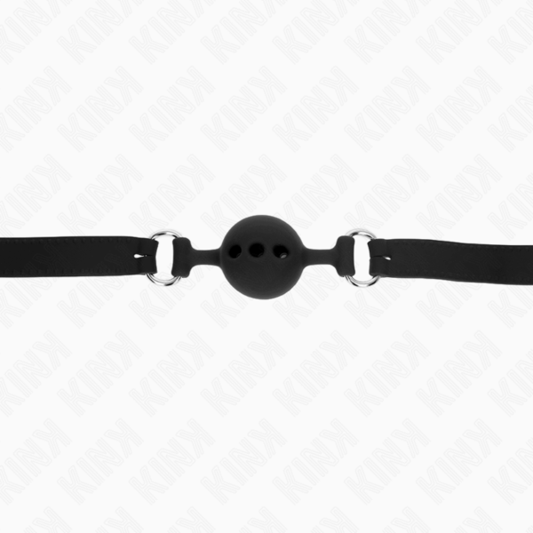 KINK - MORDAZA 55 x 2 CM DE BOLA 4 CM DE SILICONA COMPLETA TALLA S NEGRO AJUSTABLE 35-51 CM - Imagen 5