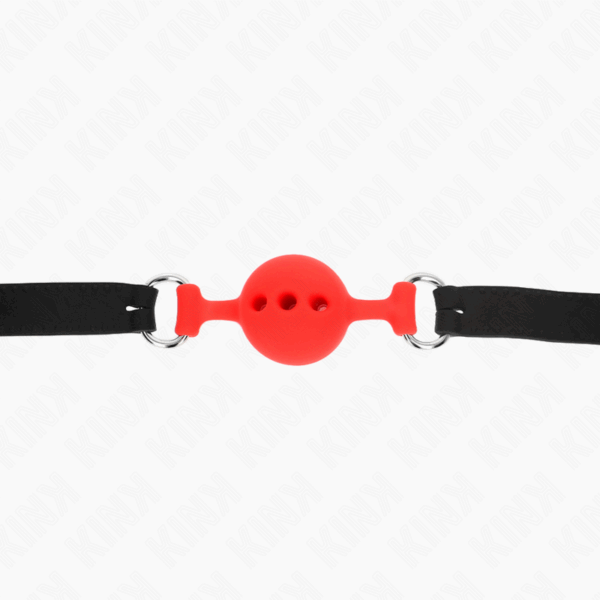 KINK - MORDAZA 55 x 2 CM DE BOLA 4 CM DE SILICONA COMPLETA TALLA S ROJO AJUSTABLE 35-51 CM - Imagen 5