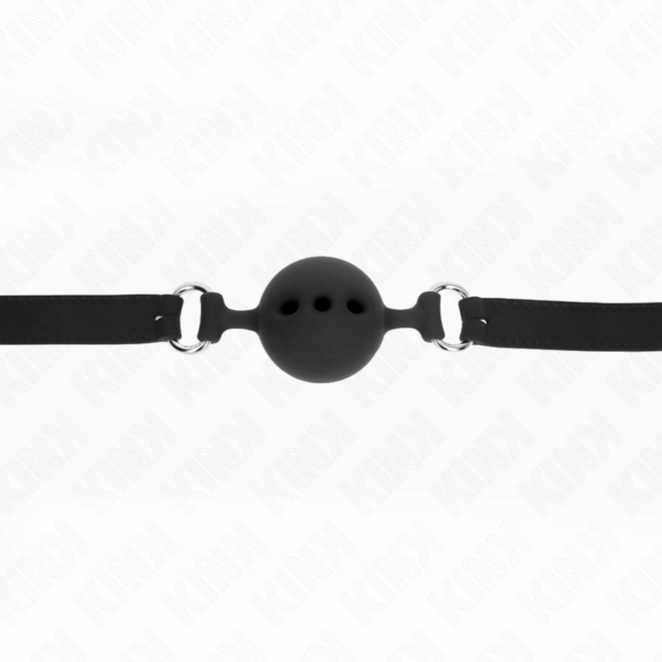 KINK - MORDAZA 55 x 2 CM DE BOLA 5 CM DE SILICONA COMPLETA TALLA L NEGRO AJUSTABLE 35-51 CM - Imagen 4