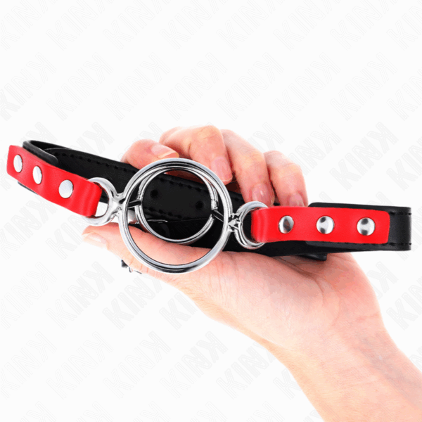 KINK - MORDAZA CON MÚLTIPLES JUNTAS TÓRICAS 4 / 4.8 CM ROJO AJUSTABLE 38 X 56 CM - Imagen 3