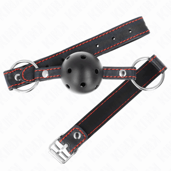 KINK - MORDAZA DE BOLA 4.5 CM NEGRA DURA HUECA MODELO 2 65 x 2.5 CM - Imagen 2